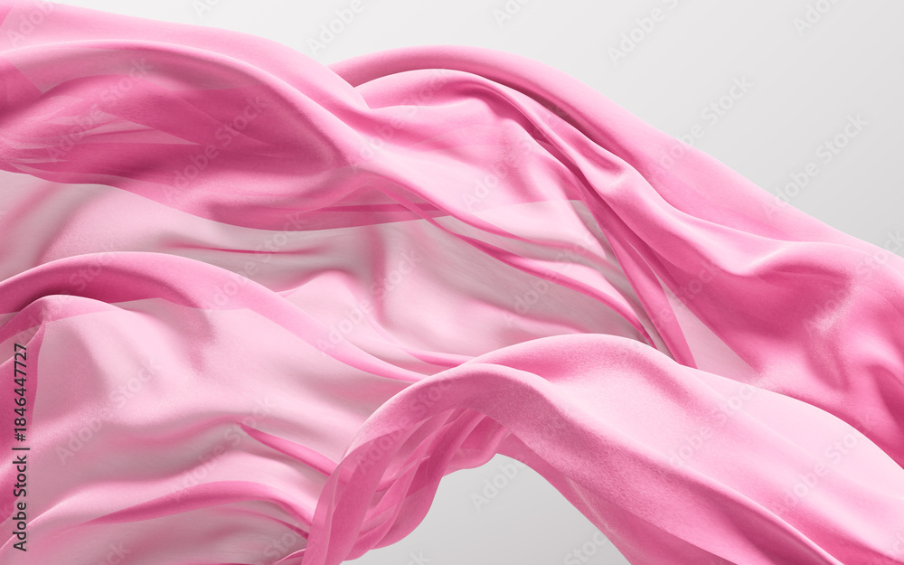 Obraz premium Flowing pink wave cloth background, 3d rendering.