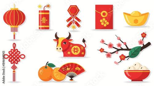 Collection of Traditional Chinese New Year Symbols and Decorations