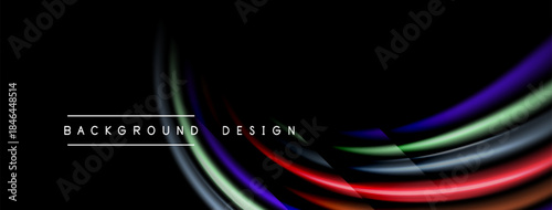 Abstract colorful lines over black background. Modern design element, dynamic curves, vibrant colors, sleek presentation.