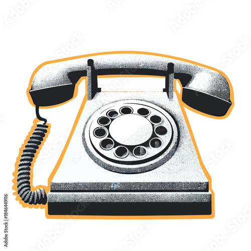 Vintage rotary dial telephone with handset and coiled cord retro style isolated on white background vector illustration