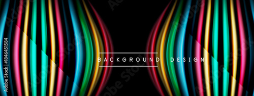 Vibrant lines create abstract shapes. Dark background emphasizes colorful curves, forming dynamic visual effect. Modern design element.