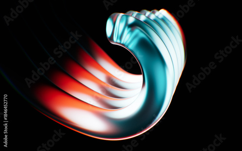 Fototapeta Naklejka Na Ścianę i Meble -  Transparent tube glass geometries with colorful lights, 3d rendering.