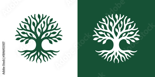 Creative illustration of abstract and simple tree logo design.
