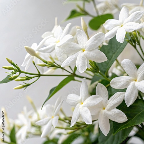 white jasmine flowers on a white background