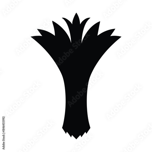 Abstract vegetable silhouette featuring stylized asparagus and onion bulb forms Vector illustration