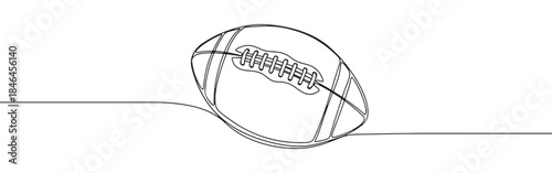 Continuous one line drawing of an American football ball. Vector illustration of rugby ball isolated on white background. Minimalist sport equipment concept
