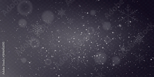 Winter crystal grains. White and turquoise background with a snowfall effect. Snowflake texture in bokeh style. Snowy landscape.