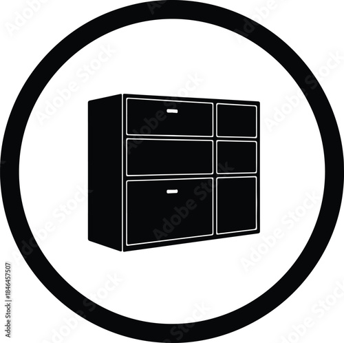 Vector minimal design furniture storage cabinet chest of drawers icon silhouette Illustration
