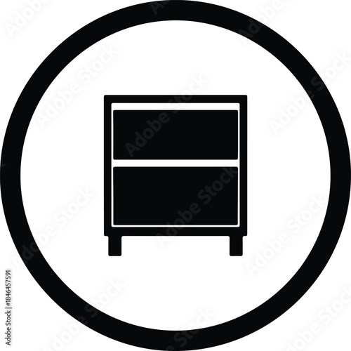 Vector Minimalist nightstand cabinet furniture icon symbol line art silhouette Illustration