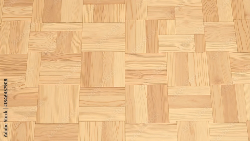 Fototapeta premium Natural wooden parquet floor showing geometric pattern detail.