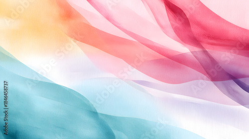 Color Symphony: A soft and dreamy image featuring flowing fabric in a spectrum of vibrant colors, evoking a sense of elegance and artistic beauty. 