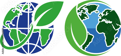 Earth globe with green leaves symbol of ecology, environmental protection, and sustainability