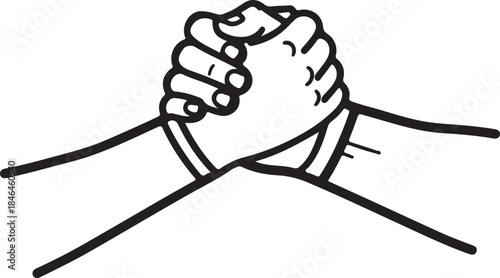 Two hands clasped together in a handshake or solidarity gesture