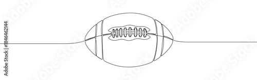 Continuous one line drawing of an American football ball. Vector illustration of rugby ball isolated on white background. Minimalist sport equipment concept