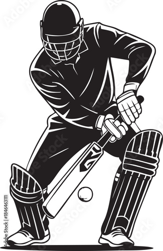 Cricket player batsman action pose vector set