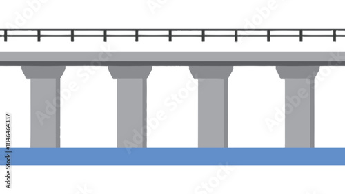 Modern bridge with pillars over waterway