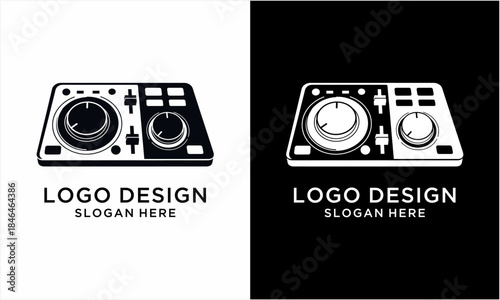 DJ Mixer Controller Logo Design for Music and Entertainment.