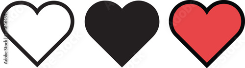 Heart icon vector stock illustration with different styles and colors, love and health symbol
