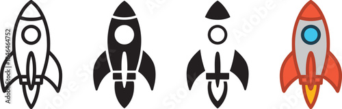 Space rocket icon vector in various styles from outline to colorful for science concept