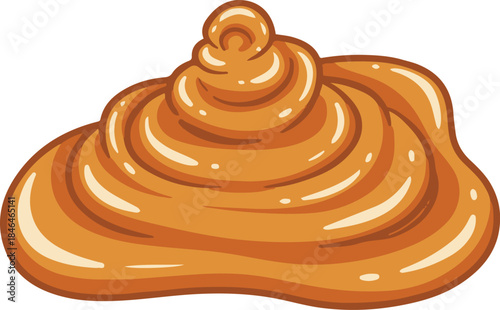 Vector illustration of a glossy swirl of creamy peanut butter, caramel, or brown frosting,
