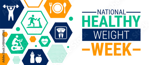 national healthy weight week background, banner, card or poster design template is observed every year during January, to raise awareness about the mission. Vector illustration.