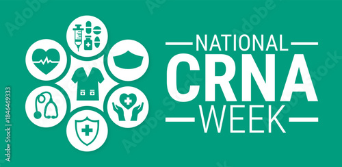 Certified Registered Nurse Anesthetists Week CRNA Week background, banner, card or poster design template is observed every year during January, to raise awareness about the mission. Vector