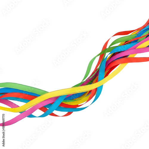 Colorful Rubber Bands Twisting on Transparent Background