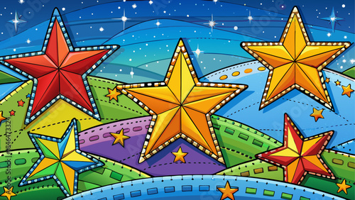 Colorful stars illustration isolated on transparent background