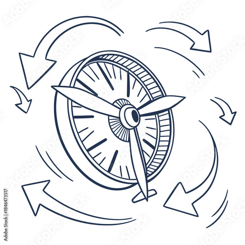Wind turbine with long blades and arrows renewable energy