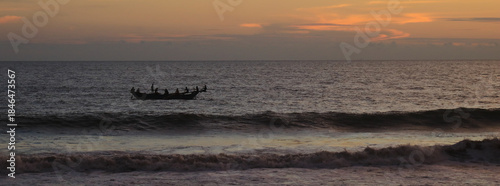 Outlines of a wooden fishing boat near Galle, Sri Lanka.
