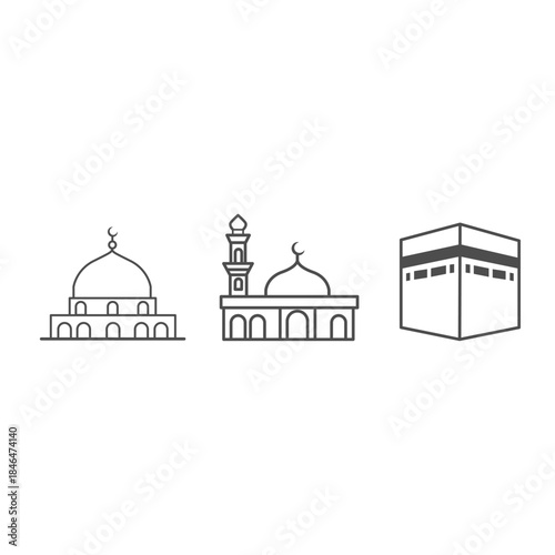 Sacred Islamic Architecture Outline Icons