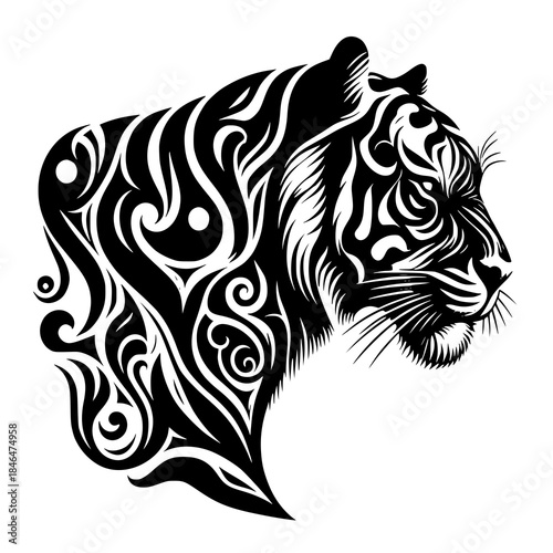 tiger vector illustration , Tiger head vector , Tiger head silhouette 