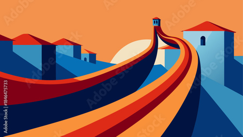 Abstract cityscape illustration isolated on transparent background