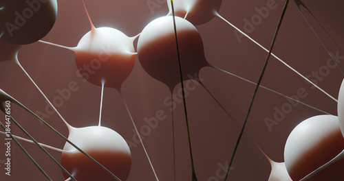 Wallpaper Mural Connected cells in liquid. 3d render illustration. Torontodigital.ca