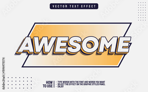 Awesome Text Effect with Orange Gradient and 3D Shadow.