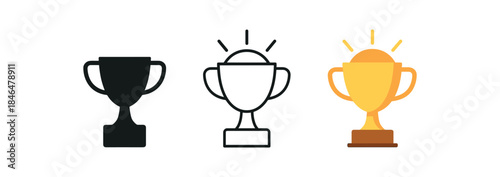 motivation trophy with minimalist sun behind