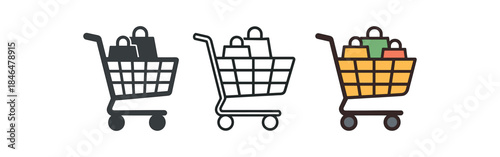 everyday city life grocery cart with few bags inside