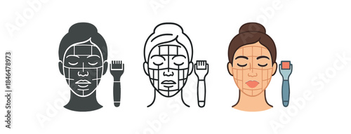 microneedling close up face grid zones for microneedling treatment
