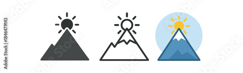 success mountain with shining sun top