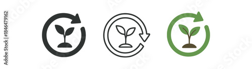 progress circular arrow with plant sprouting