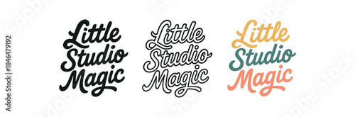 lettering three text only designs with phrase little studio magic