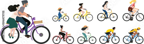 variations of people riding bicycle activity collection