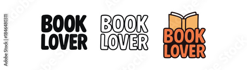 lettering three text only designs with phrase book lover