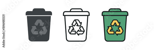 everyday home errands trash bin with recycling symbol