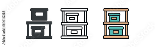 everyday home errands shelf with labeled storage boxes