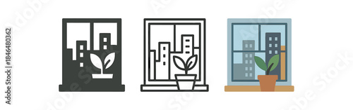 urban retreat window view of city and plant