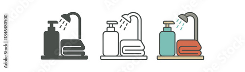 morning routine shower bottle and towel