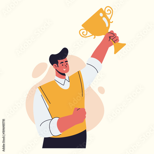 motivated student celebrating academic achievement illustration