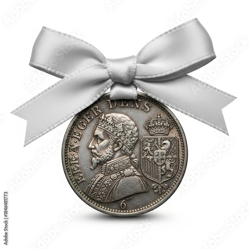 Silver Coin of Frederick Vii of Denmark With White Bow