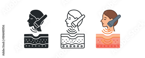 radiofrequency facial cross section skin with energy waves reaching collagen